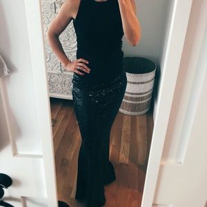 Long Black Sequin Skirt